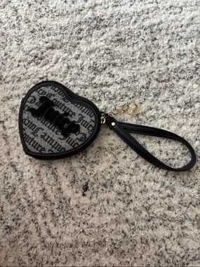 Juicy Couture Black and Gray Heart Wristlet Clutch
